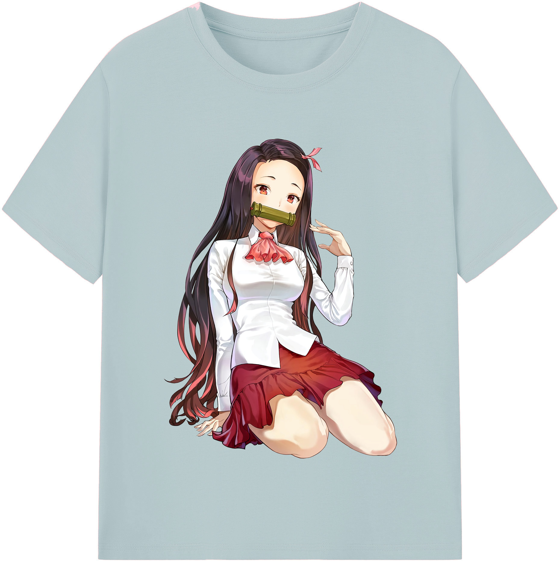 （画像用） 鬼滅の刃（きめつのやいば）竈門 禰󠄀豆子／かまど ねずこ Kamado Nezuko 綿100％半袖Tシャツ（フロントプリント）